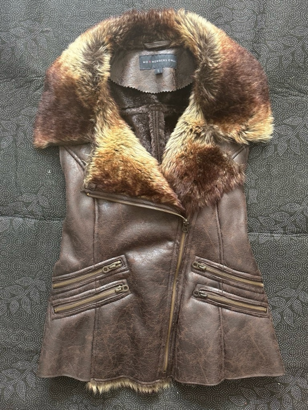 Mo x Members Only Asymmetric Faux Leather Moto Vest
